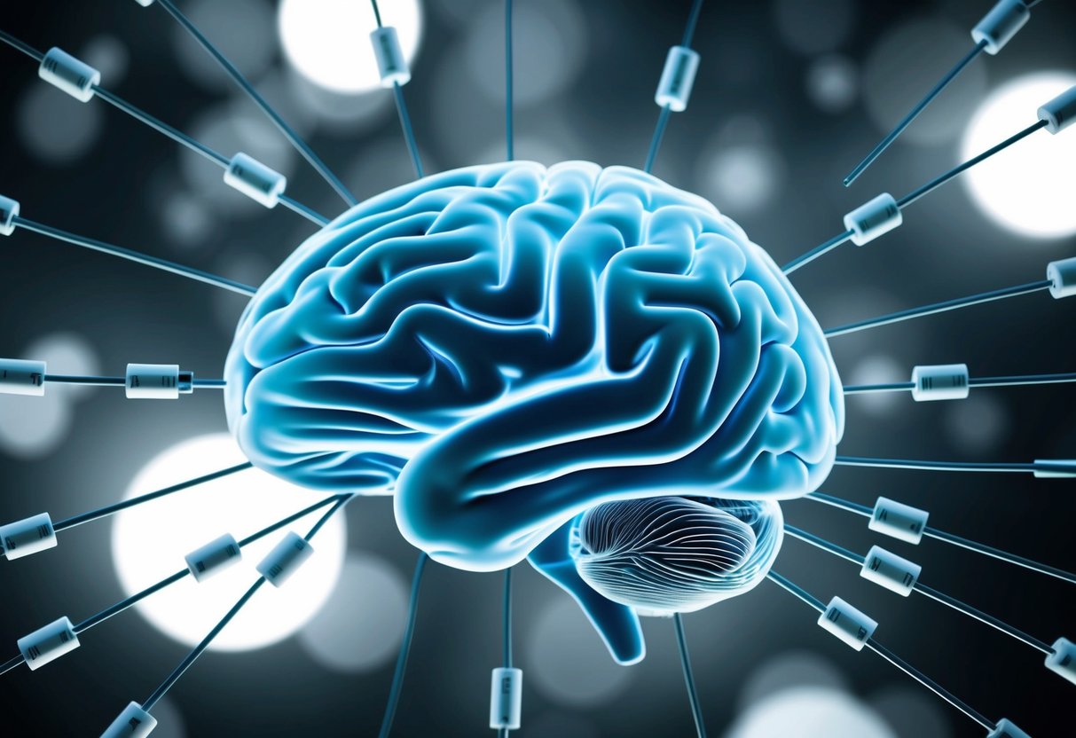 A network of interconnected neurons and circuits, with electronic components mimicking the structure of the human brain